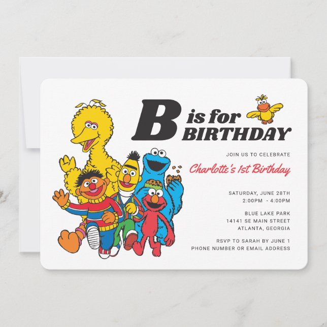 Sesame Street | B is for Birthday Girl Invitation (Front)