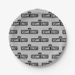 Sesame Street   B&W Logo Paper Plate