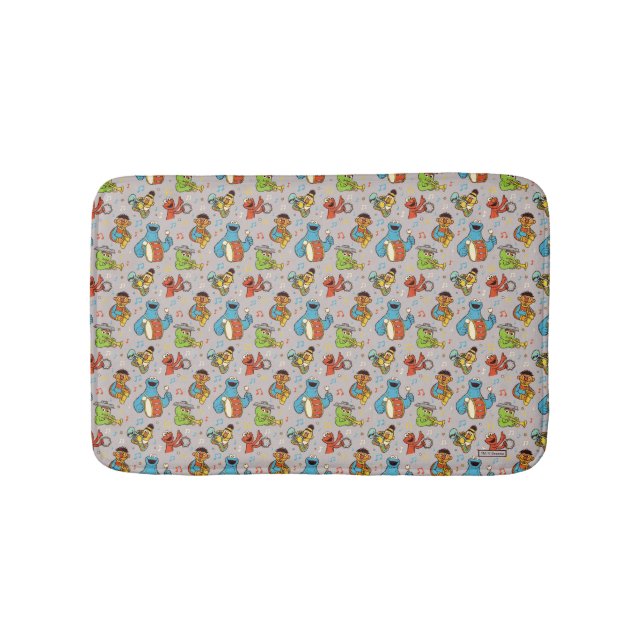Sesame Street Band Grey Pattern Bath Mat (Front)