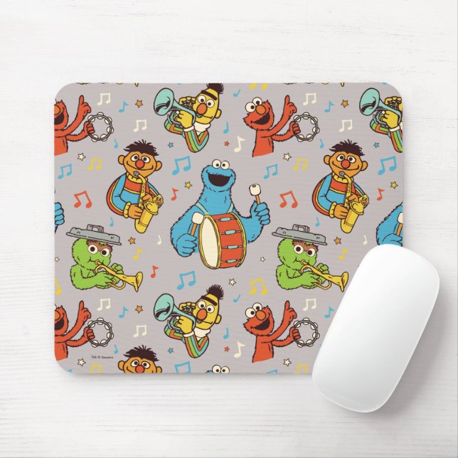 Sesame Street Band Grey Pattern Mouse Pad (With Mouse)