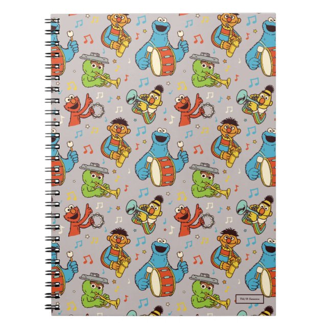 Sesame Street Band Grey Pattern Notebook (Front)