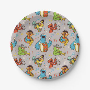 Sesame Street Band Grey Pattern Paper Plate