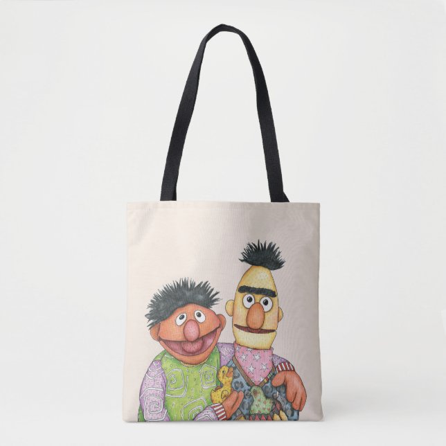 Sesame Street Bert and Ernie Watercolor Tote Bag (Front)