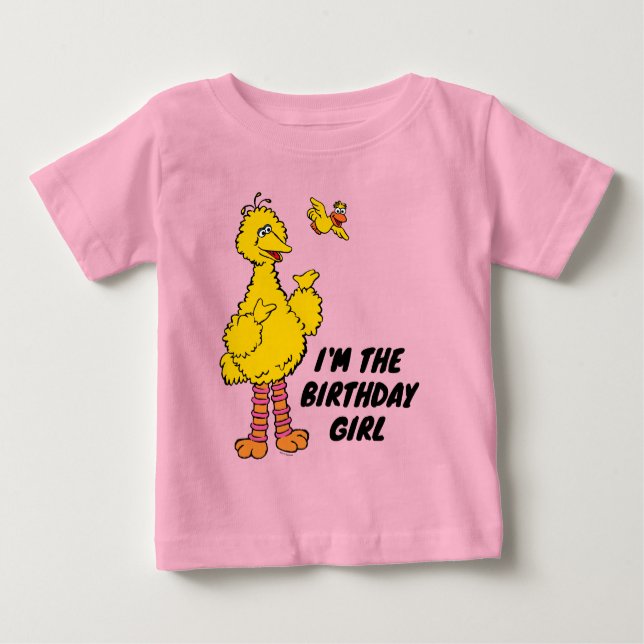 Sesame Street | Big Bird & Little Bird Birthday Baby T-Shirt (Front)