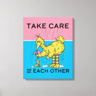 Sesame Street   Big Bird Take Care of Each Other Canvas Print