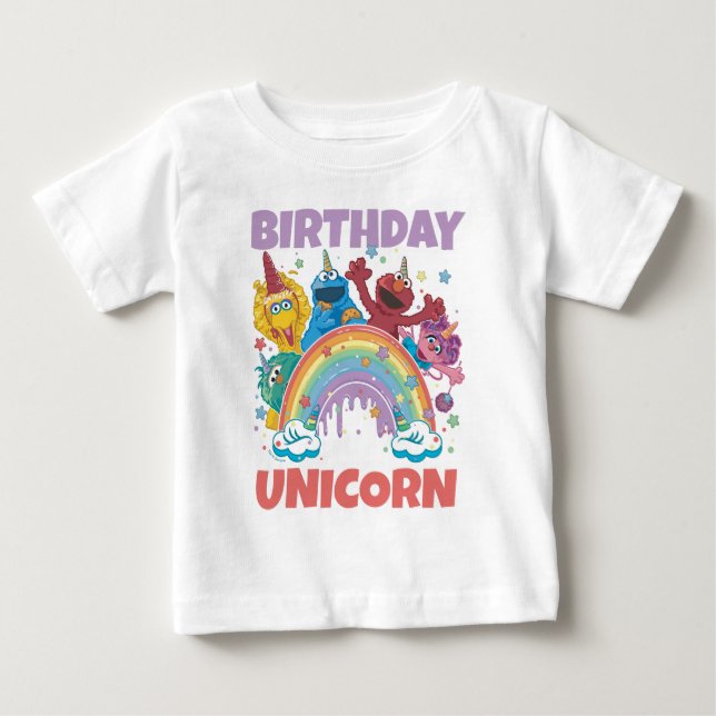 Sesame Street Birthday Unicorn Baby T-Shirt (Front)