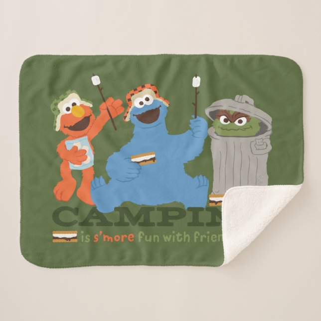 Sesame Street | Camping Is S'more Fun With Friends Sherpa Blanket (Front (Horizontal))