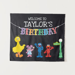 Sesame Street Chalkboard Birthday Welcome Tapestry