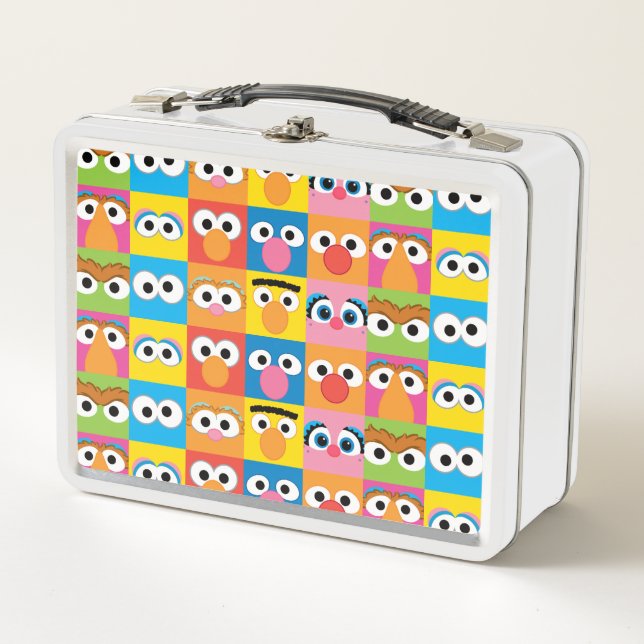 Sesame Street Character Eyes Pattern Metal Lunch Box (Front)