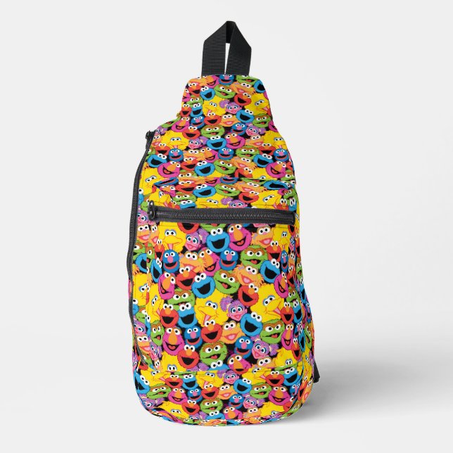 Sesame Street Character Faces Pattern Sling Bag (Front)