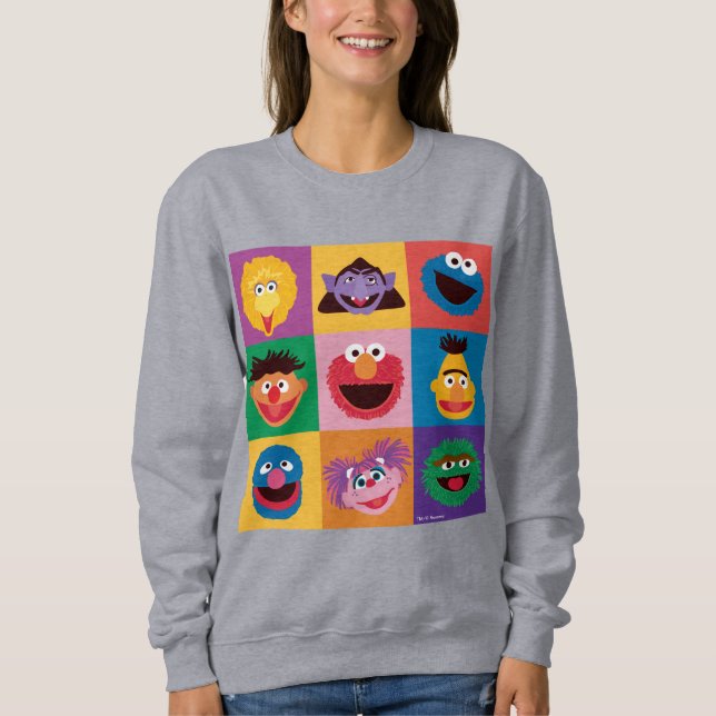 Sesame Street Characters | Colorblock Grid Sweatshirt (Front)