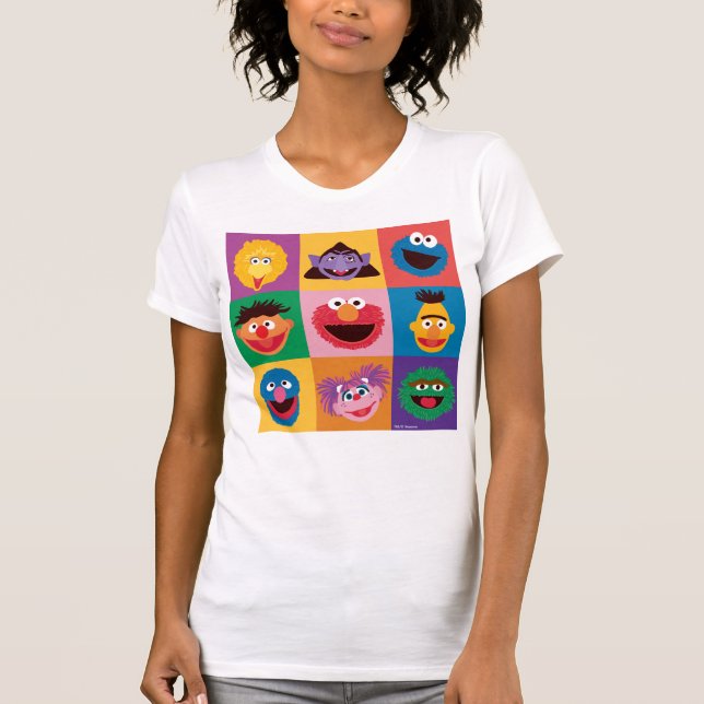 Sesame Street Characters | Colorblock Grid T-Shirt (Front)