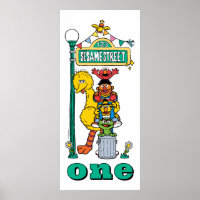 Sesame Street Characters First Birthday Poster