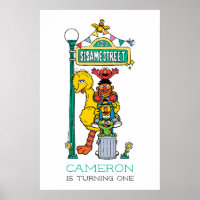 Sesame Street Characters First Birthday Poster