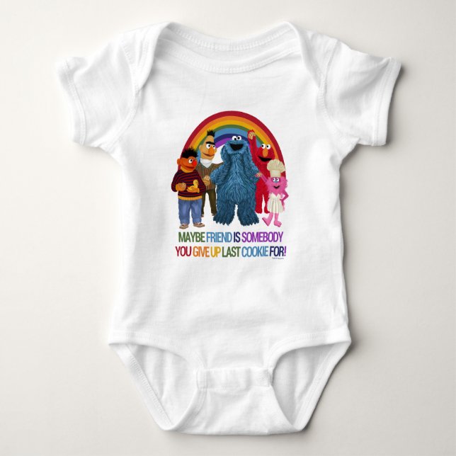Sesame Street Characters | Friends Quote Baby Bodysuit (Front)