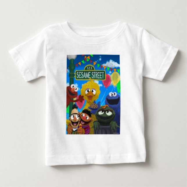 Sesame Street Characters | Party Scene Baby T-Shirt (Front)