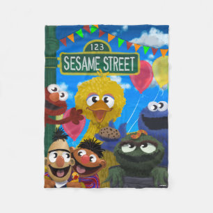 Sesame Street Characters   Party Scene Fleece Blanket