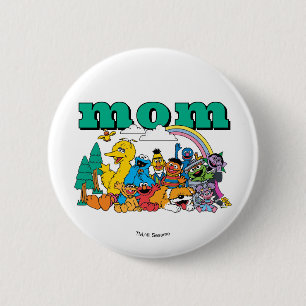 Sesame Street Characters & Street Sign Birthday 6 Cm Round Badge