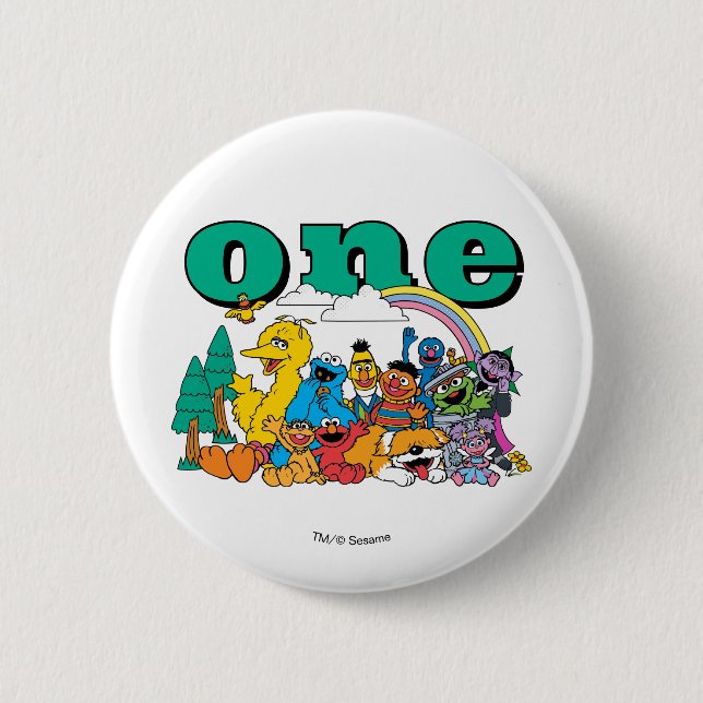 Sesame Street Characters & Street Sign Birthday Bu 6 Cm Round Badge (Front)