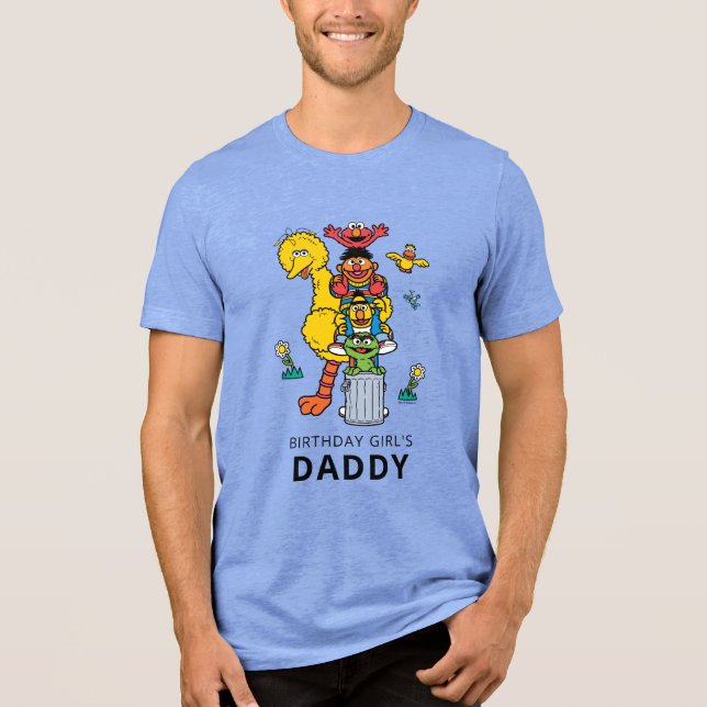 Sesame Street Characters & Street Sign Birthday Tr Tri-Blend Shirt (Front)