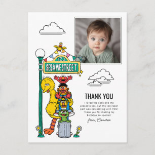 Sesame Street Characters & Street Sign Thank You Postcard