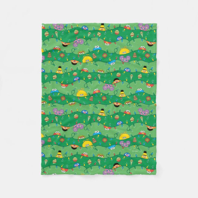 Sesame Street Christmas Lights Pattern Fleece Blanket (Front)