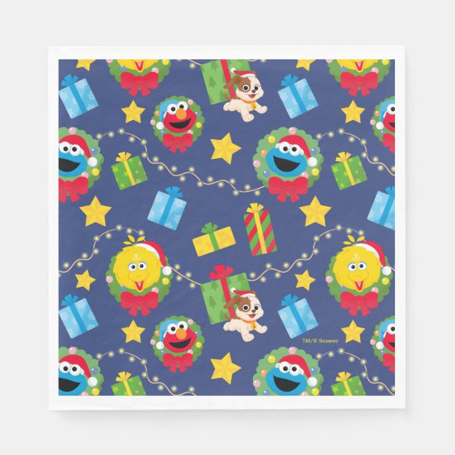 Sesame Street Christmas Lights Pattern Napkin (Front)