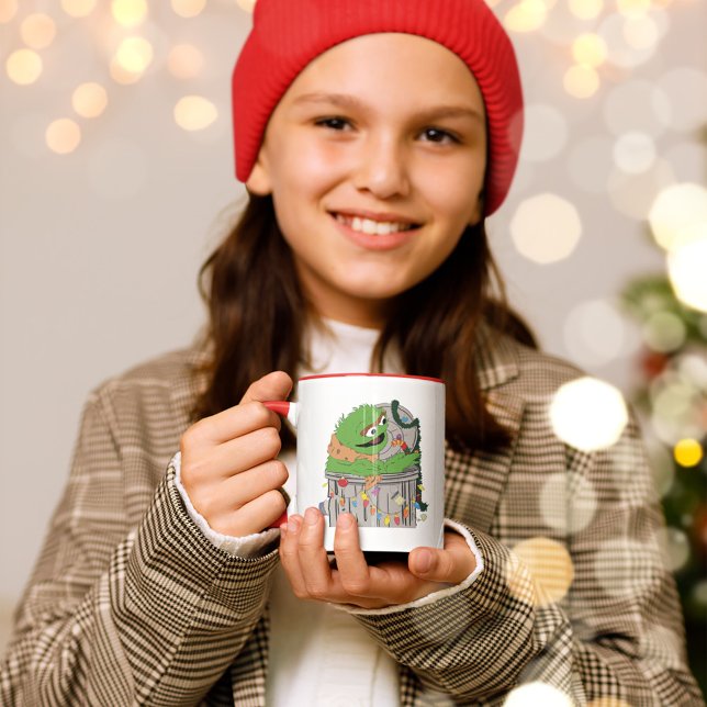 Sesame Street | Christmas Oscar the Grouch Mug (Kid holding mug)