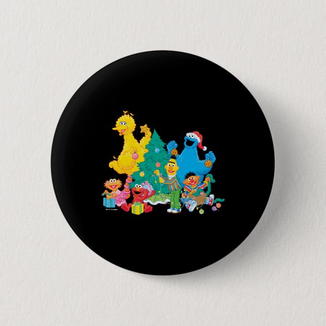 Sesame Street Christmas Pals T Shirt  6 Cm Round Badge (Front)
