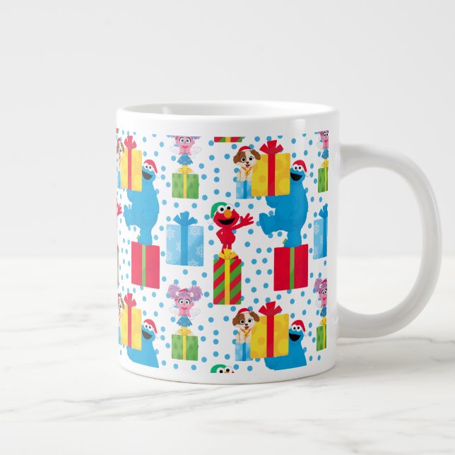 Sesame Street Christmas Presents Pattern Large Coffee Mug (Right)