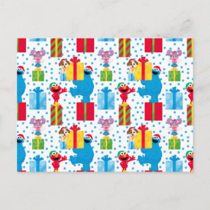 Sesame Street Christmas Presents Pattern Postcard