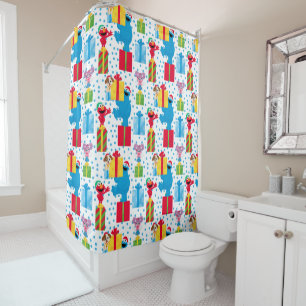 Sesame Street Christmas Presents Pattern Shower Curtain