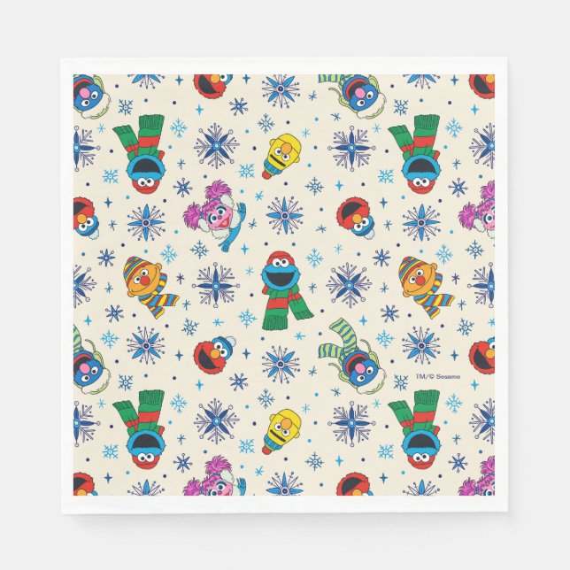 Sesame Street Christmas Snowflake Pattern Napkin (Front)