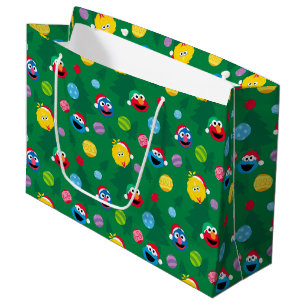 Sesame Street Christmas Tree Pattern Large Gift Bag