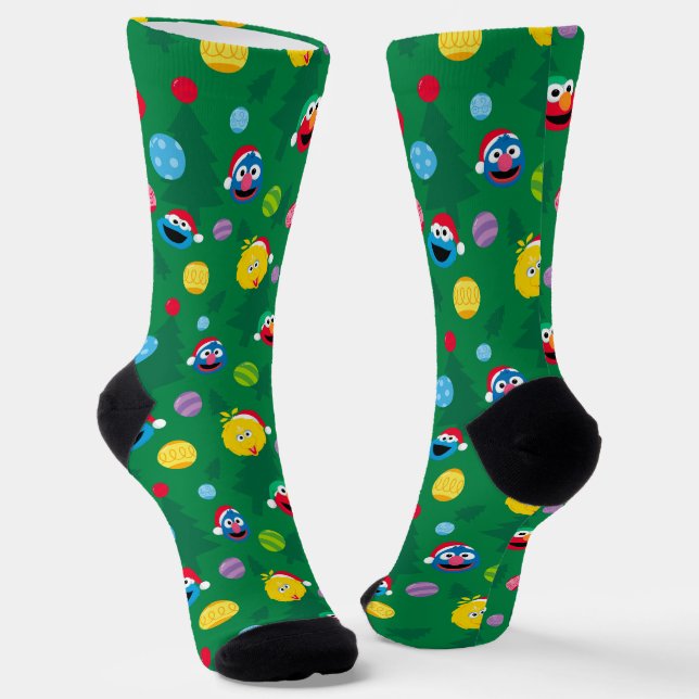 Sesame Street Christmas Tree Pattern Socks (Angled)