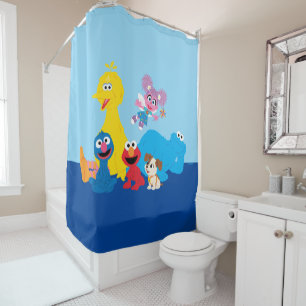 Sesame Street   Colorful Sesame Street Pals Shower Curtain