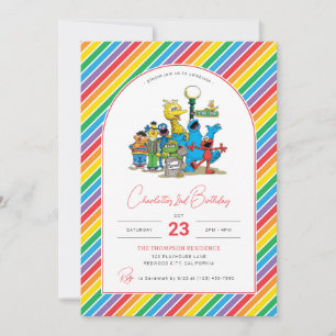 Sesame Street Colourful Rainbow Birthday Invitation