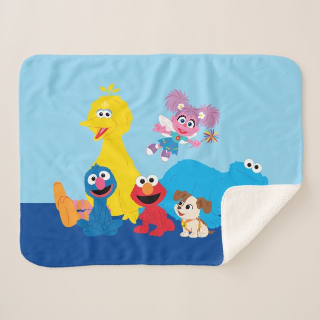 Sesame Street | Colourful Sesame Street Pals Sherpa Blanket (Front (Horizontal))