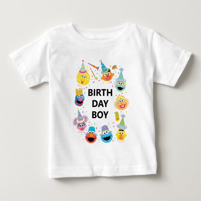 Sesame Street Confetti Birthday Boy Baby T-Shirt (Front)