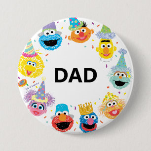 Sesame Street Confetti Birthday Child's Dad 7.5 Cm Round Badge