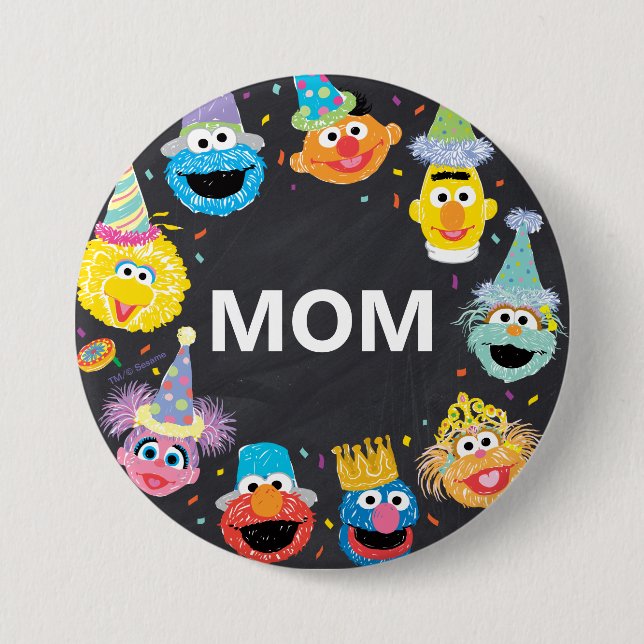 Sesame Street Confetti Birthday Child's Mum 7.5 Cm Round Badge (Front)