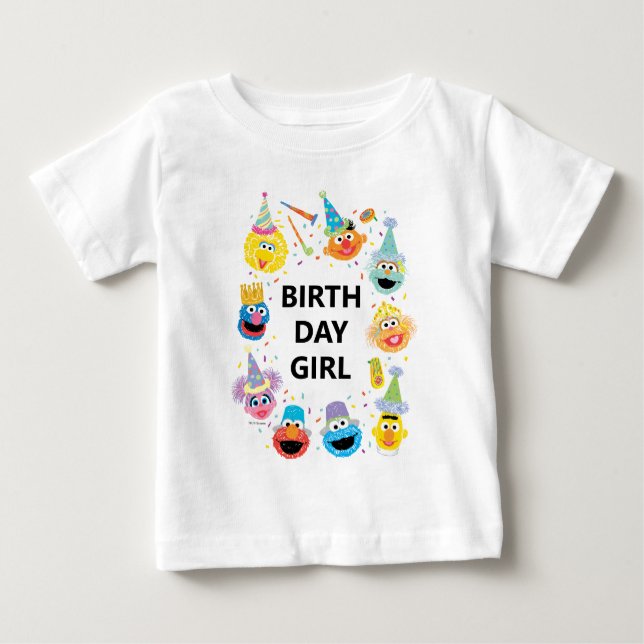 Sesame Street Confetti Birthday Girl Baby T-Shirt (Front)