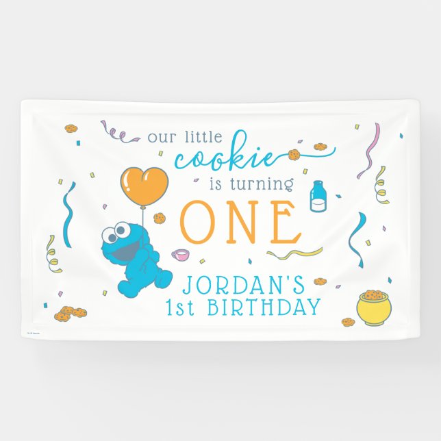 Sesame Street | Cookie Monster 1st Birthday  Banner (Horizontal)