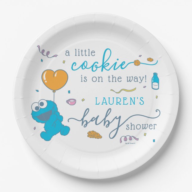 Sesame Street | Cookie Monster Baby Shower Paper Plate (Front)