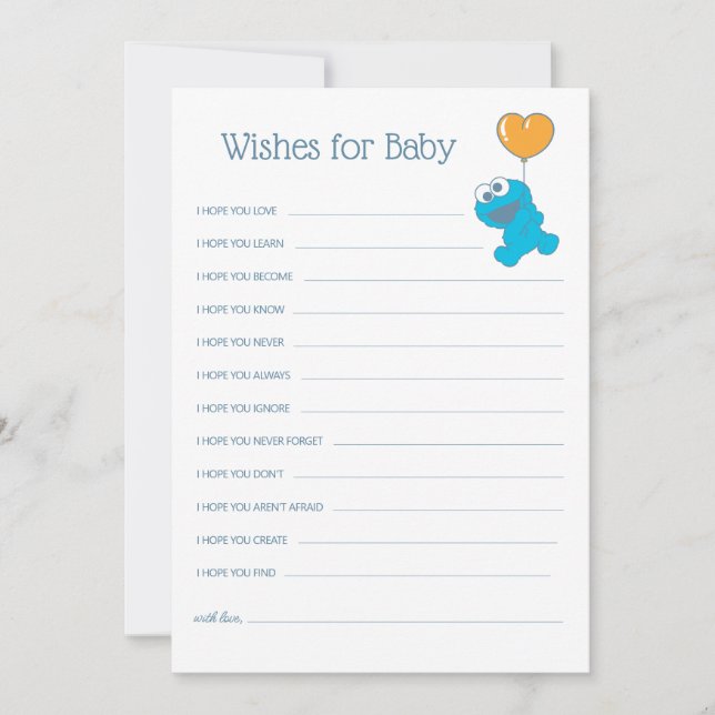 Sesame Street | Cookie Monster Baby Shower Wishes Card (Front)