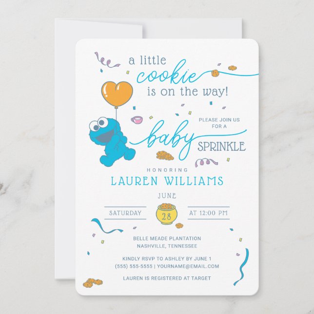Sesame Street | Cookie Monster Baby Sprinkle Invitation (Front)