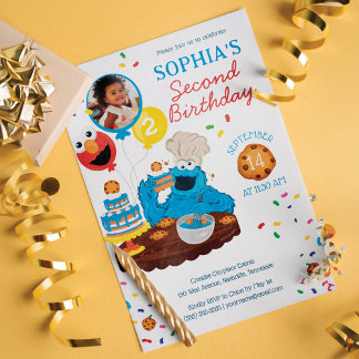Sesame Street | Cookie Monster Cake Photo Birthday Invitation
