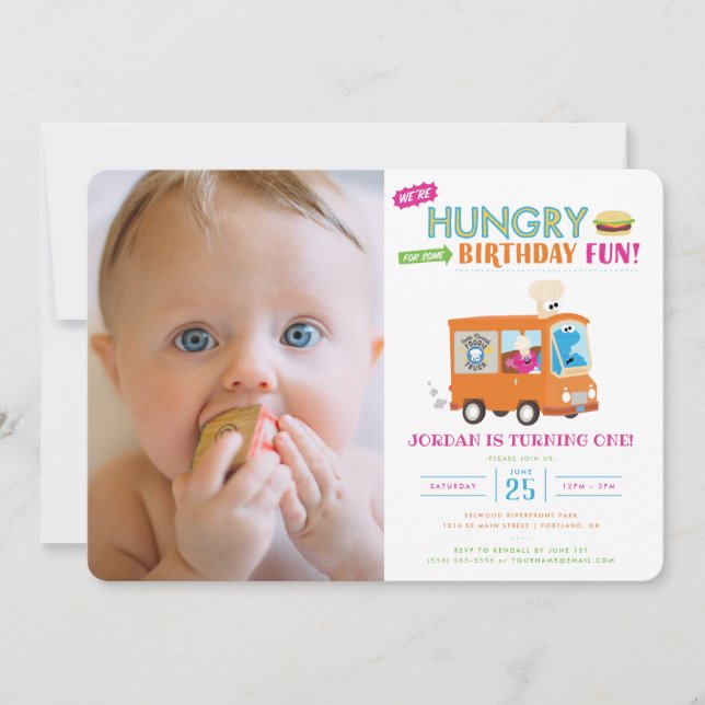 Sesame Street | Cookie Monster Food Truck Birthday Invitation (Front)