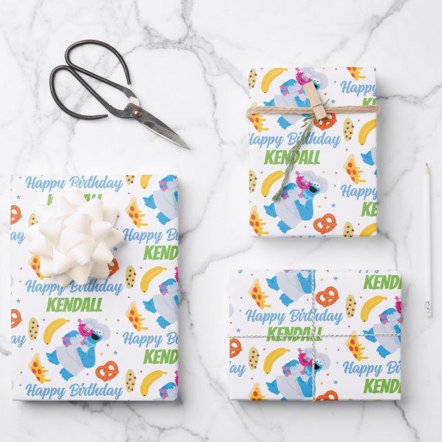 Sesame Street Cookie Monster Food Truck Wrapping Paper Sheet (Front)