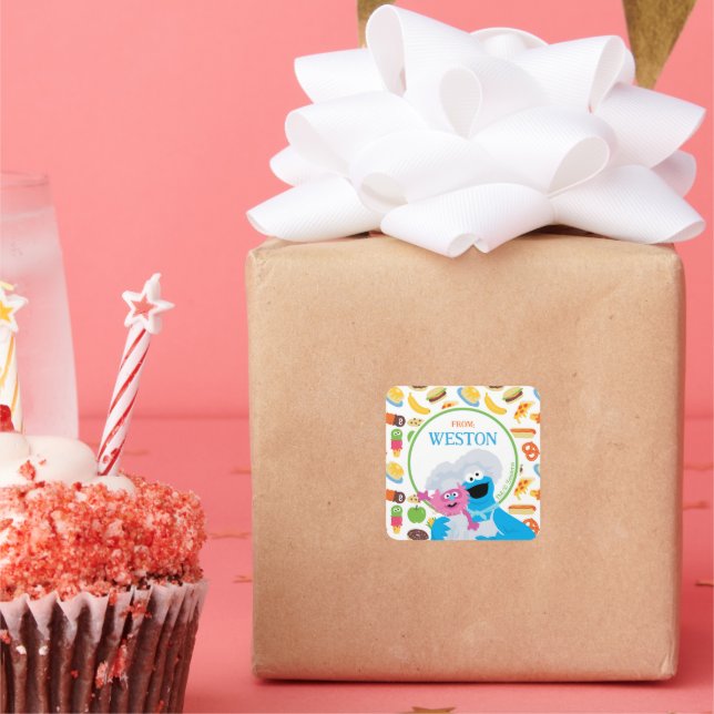 Sesame Street Cookie Monster Foodie Truck Square Sticker (Party)